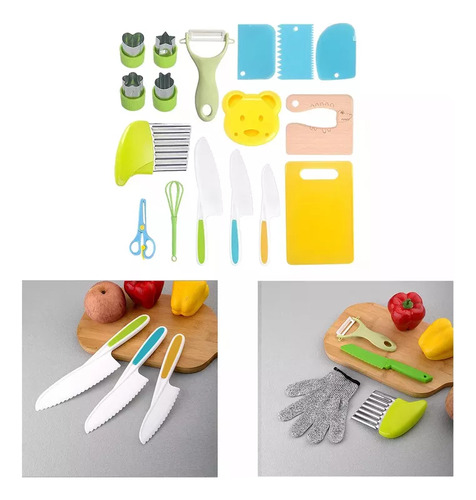 Cuchillo: Juguete Infantil De Madera Montessori, Frutas Y Ve