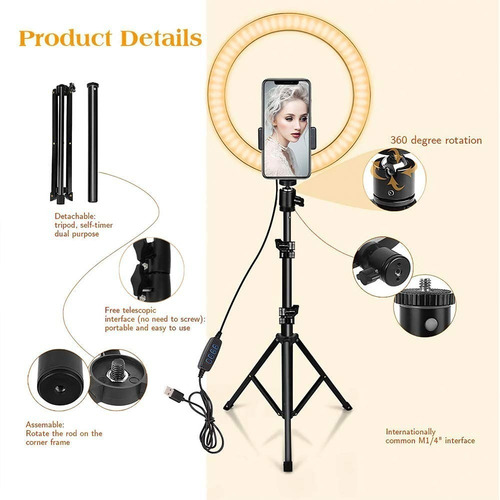 2.1m Aro Luz Led Maquillaje Lampara Foto Video Luz Regulable
