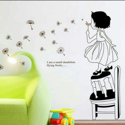 Vinilos Decorativos Niña En Banco Con Pequeño Diente De León