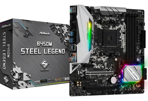 Placa Mãe Asrock B450m Steel Legend Preto