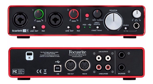 Focusrite Scarlett 2i4 2da Generacion Placa De Sonido Interfaz Usb Home Studio Produccion