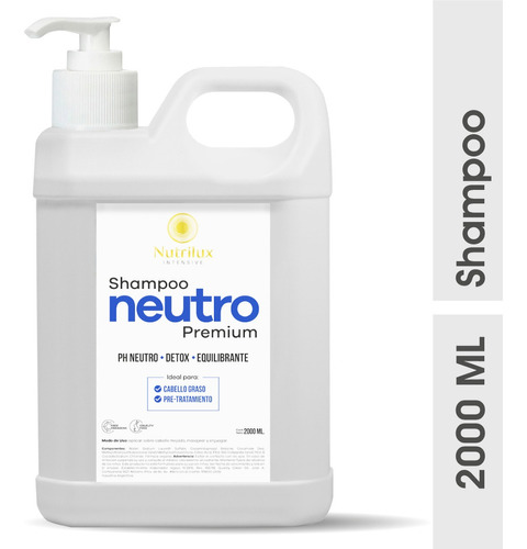 Shampoo Neutro 2 Litros  Pre Tratamientos Nutrilux