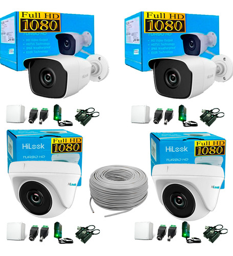 4 Camara Bala Hilook 1080p Con Accesorios Y Cable 