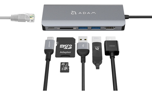 Adaptador Multi-funcional Adam Elements Casa Hub A01 6-en-1