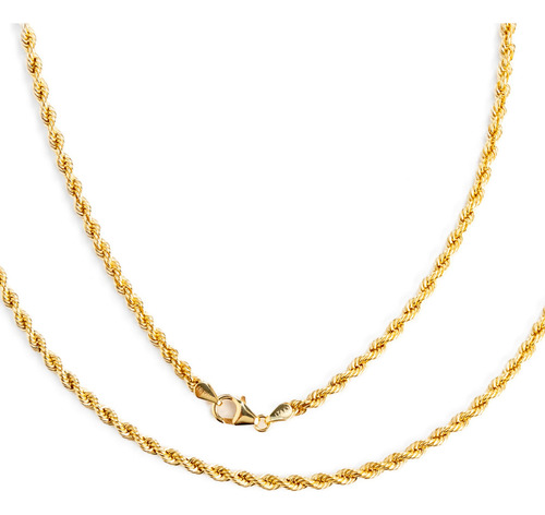 Cadena Torsal Hueca De Oro Italiano 10k, Calibre 3.2mm, 55cm Color Dorado