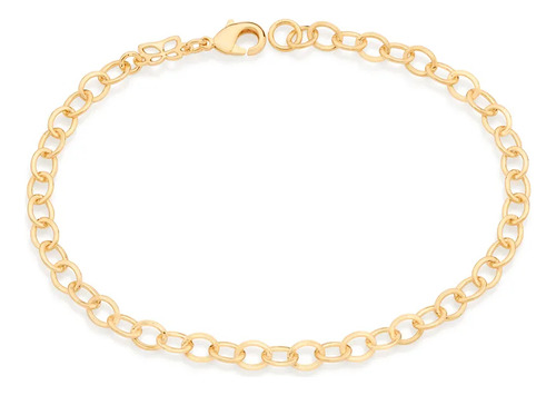 Pulseira Rommanel Elo Cadeado Oval Banhada A Ouro 18k - Tam.
