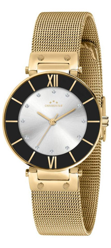 Reloj Chronostar Nuit Para Mujer Oro Cuarzo.