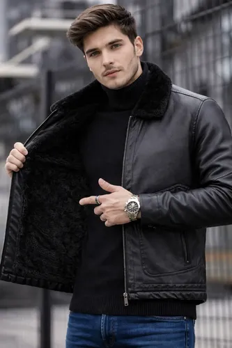 Jaqueta Masculina De Couro Slim Fit Importada Frio