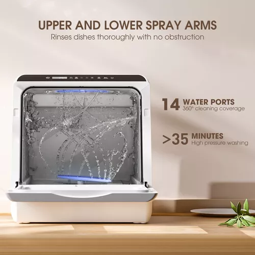 Lavavajillas portátil de 5 litros, compacto, portátil, para encimera, 360°,  limpieza profunda sin rayas, 3 programas de lavado para apartamentos