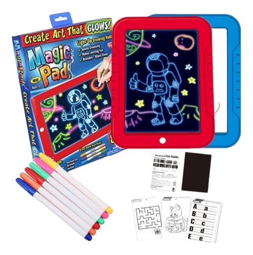 Tablero De Dibujo Magic Pad Luz Led 6 Marcadores +plantillas