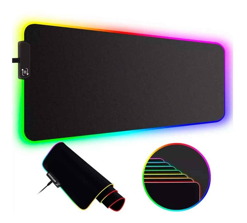 Mousepad Gamer Con Luces Rgb 80x30cm Negro