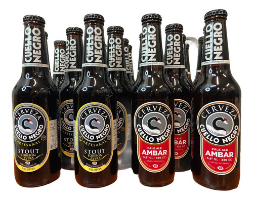 Cerveza Artesanal 12 Botellas De 330cc Cuello Negro