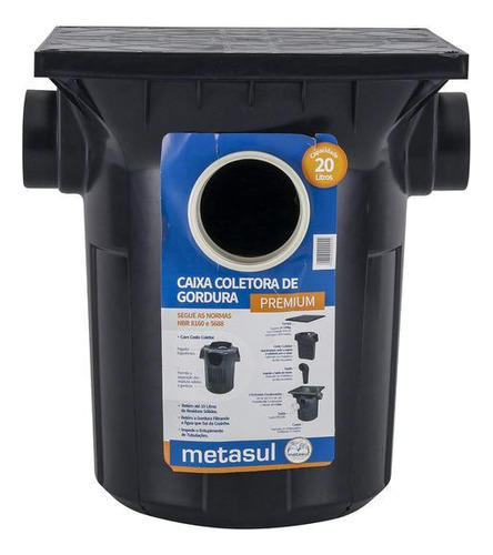 Caixa De Gordura Premium Com Cesto Para Limpeza 20l Metasul