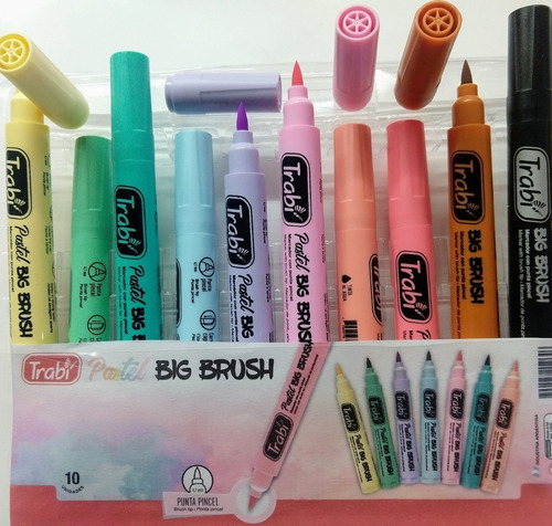 Marcadores Punta Pincel Trabi X 10 Unid, Pastel Big Brush