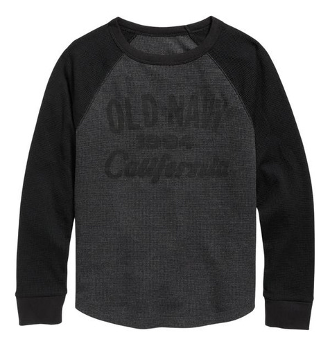 Polera Niño Old Navy Waffle Solid Con Logo Negro