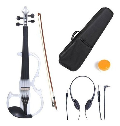 Violin Electrico Silenciador De Madera Solida Con Accesorios