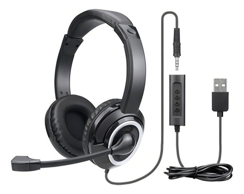 Headset Com Fio Hf600 Usb 240cm Preto Multilaser Ph427