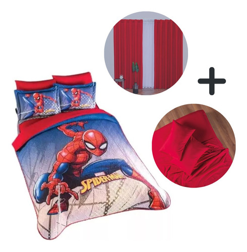 Edredón Neo Spider-man Ind C/ Sábanas Y Cortinas Concord