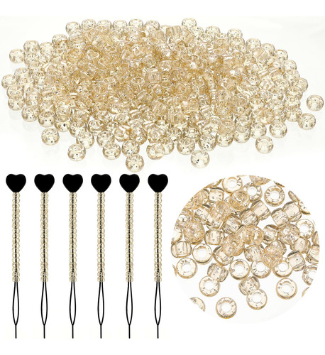 Hinly 600 Pcs Glitter Beads Color De Oro 6 X 9 Mm Beads De P