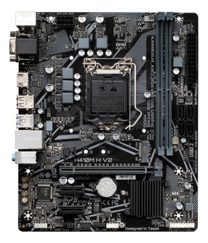 Placa-mãe Gigabyte H410m H V2 - Suporta CPUs Intel Core 10th, Ddr4 (OC) de até 2933 MHz, 1xPCIe 3.0 M.2, LAN Gbe, USB 3.2 Gen 1