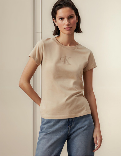 Polera Burn Out Ck Slim Beige Calvin Klein
