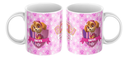 Taza De Cerámica Paw Patrol Todos Los Personaje Rosa Skye