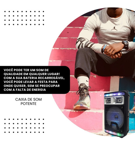 Caixa De Som Com Bluetooth 1000w Mp3 Grave + Microfone P10