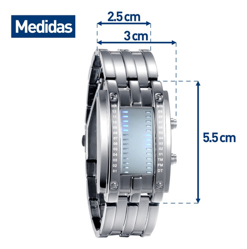 2 Relojes Para Hombre Led Binario Electrónico Impermeable