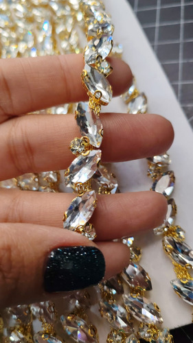 Aplicacion De Strass Tira De 4.5mts X 10mm Dorado/natural