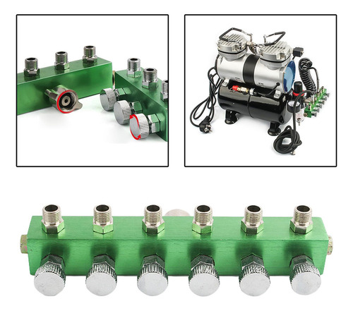- Manifold De Aerógrafo Adaptador De Distribuidor De 6 Vias