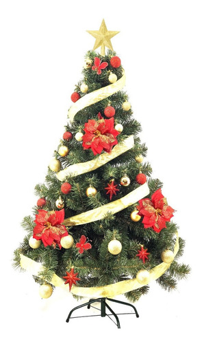 Arbol De Navidad Canadian Luxe 1,20 M+ Kit 36 Cybermonday Color Rojo/Oro