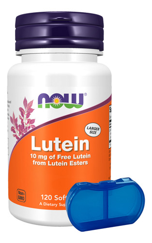 Luteina 10mg Now Foods Sem Esteres 120 Softg + Porta Cáps Sabor Sem sabor
