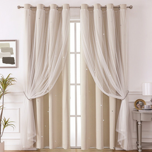 Cortinas Blackout Con Estrellas Para Recámara 132*214cm