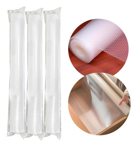 Kit 3 Rollos Protector De Plástico Para Estantes Cajones