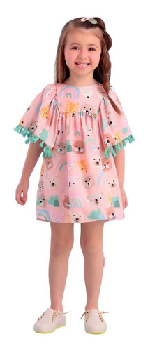 Vestido Infantil Mon Sucré Animais Bosque Nature 22370 B.e.