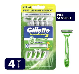 Afeitadora Gillette para piel sensible Prestobarba3 - 4 Und