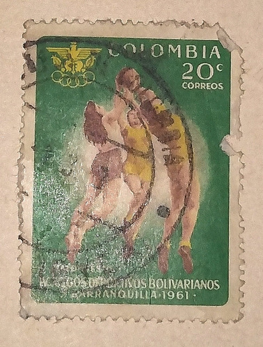Estampilla De Colombia En De 1961. Primer Día Bolivariano