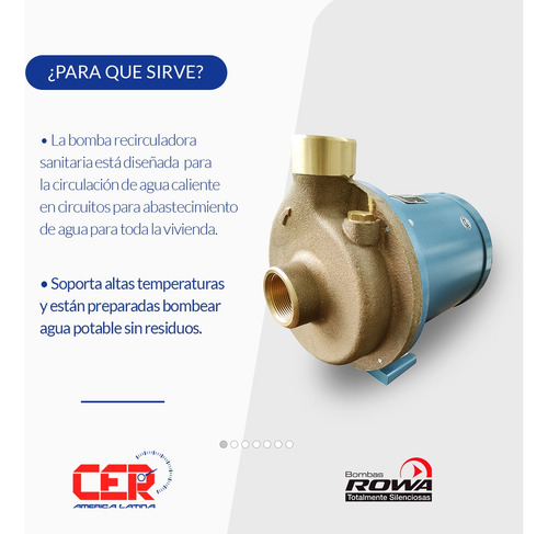 Bomba Circuladora Rowa 10/2 Sanitaria En Bronce 220v