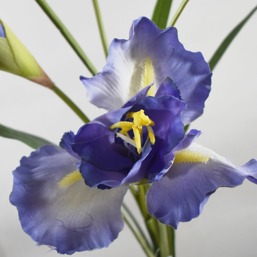 Vara De Iris Flores Artificiales Finas Decoración Paq 3 Pz Color Azul