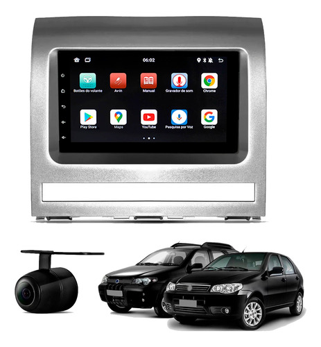 Central Multimídia Android Bt Gps Wifi Fiat Palio Prata08-12