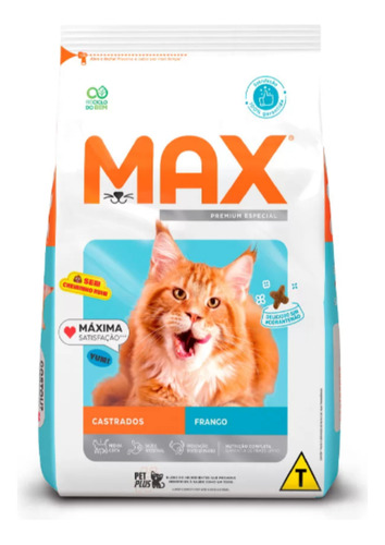 Ração Max Para Gatos Adultos Castrados Sabor Frango 10,1 Kg