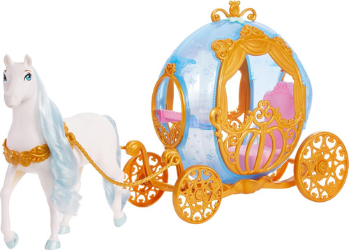 Muñeca Cinderella Con Coche Y Caballo Blanco De Pelo Cepilla