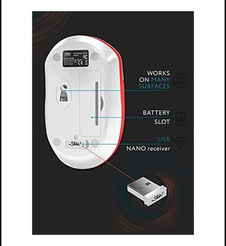 Shhhmouse Mouse Óptico Silencioso Inalámbrico Receptor Usb .