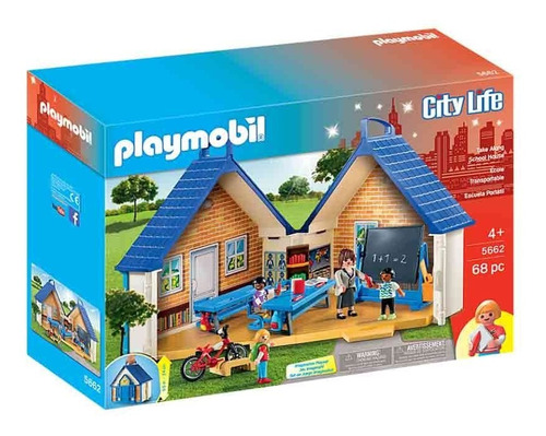 Figura Armable Playmobil City Life Escuela Portátil 68 Pzas