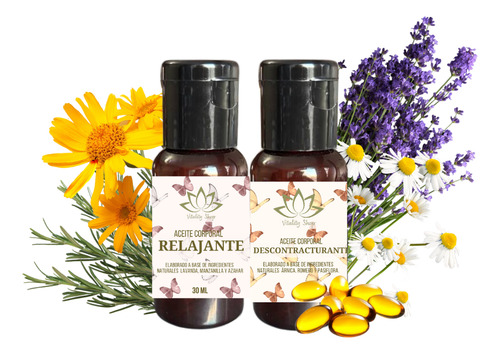 Aceite Orgánico Masaje Relajante Descontracturante 2pz 30ml