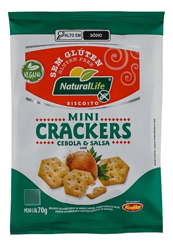 Biscoito Mini Crackers Sabor Cebola e Salsa Vegano Sem Glúten Natural Life 70g