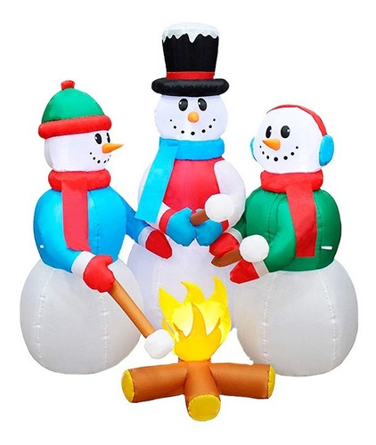 Inflable Navideño Muñecos De Nieve Luz Led 1.50 Mts Adorno