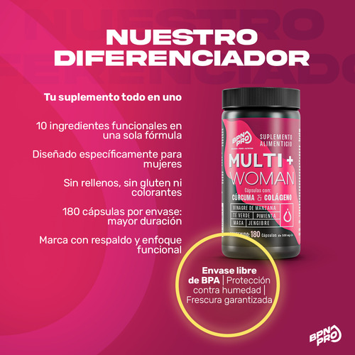 Combo Colágeno Con Ácido Hialurónico + Multivitamínico Para Mujeres Y Biotina - Piel Radiante, Cabello Fuerte Y Salud Integral | Apoyo Para Belleza, Articulaciones Y Vitalidad Femenina