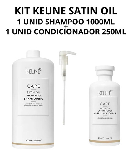 Kit Keune Satin Oil Shampoo 1000ml + Condicionador 250ml