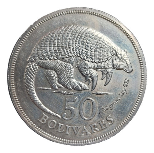 Moneda De Venezuela 50 Bolívares - Plata - Cachicamo